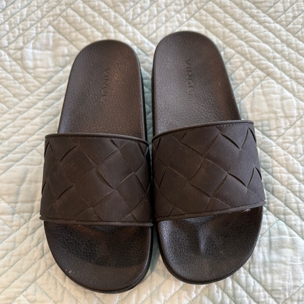 Vince Black Woven Slide Sandals